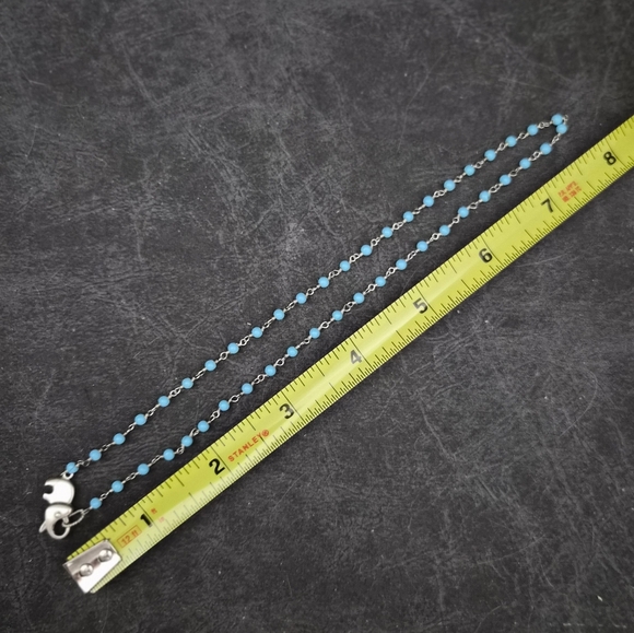 Beautiful faceted Turquoise Silver Necklace Ft. Elephant Clasp. - Picture 3 of 5